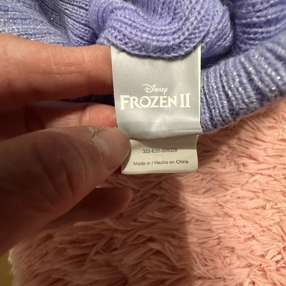 EUC Frozen Kids Beanie with Pom Pom -‎ Blue and Purple One Size